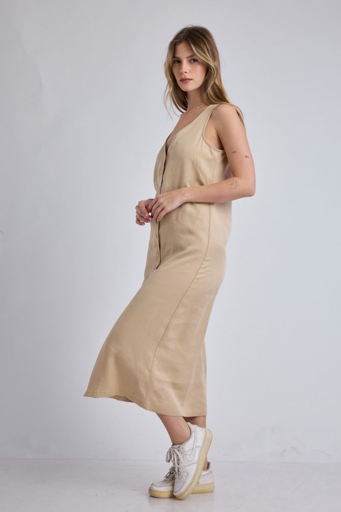 שמלת מידי Nautica עם כפתורים לנשים