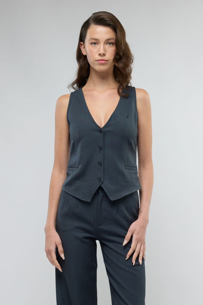 וסט Nautica עם כפתורים לנשים