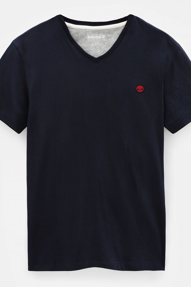 טי שירט לגבר עם צווארון V מבד ג’רסי SLIM FIT