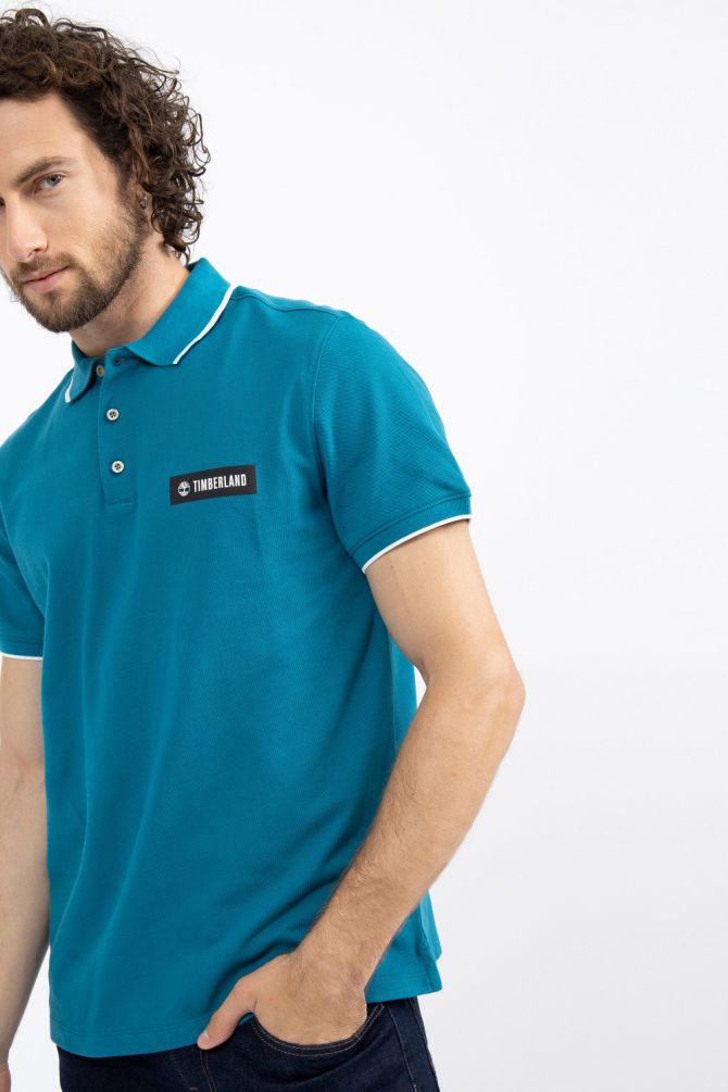 חולצת פולו עם הדפס לוגו בחזה