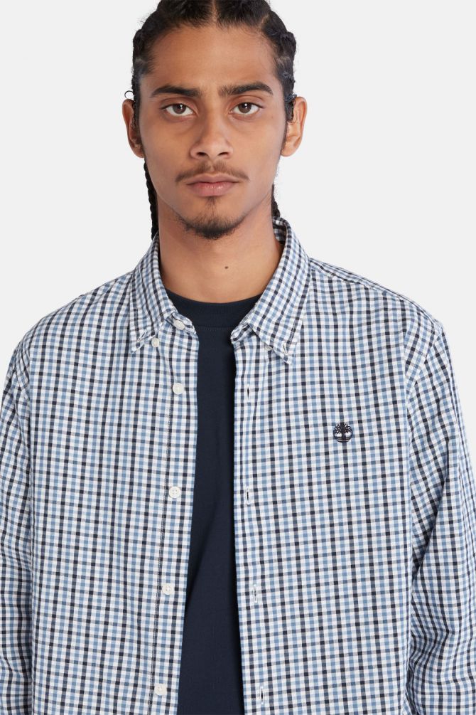 חולצה מכופתרת עם משבצות זעירות לגבר