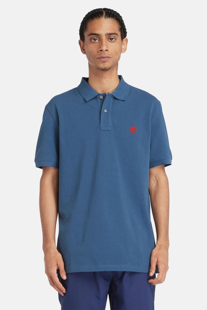 חולצת פולו Millers River עם צווארון ולוגו רקום לגברים