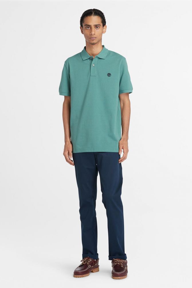 חולצת פולו Millers River עם צווארון ולוגו רקום לגברים