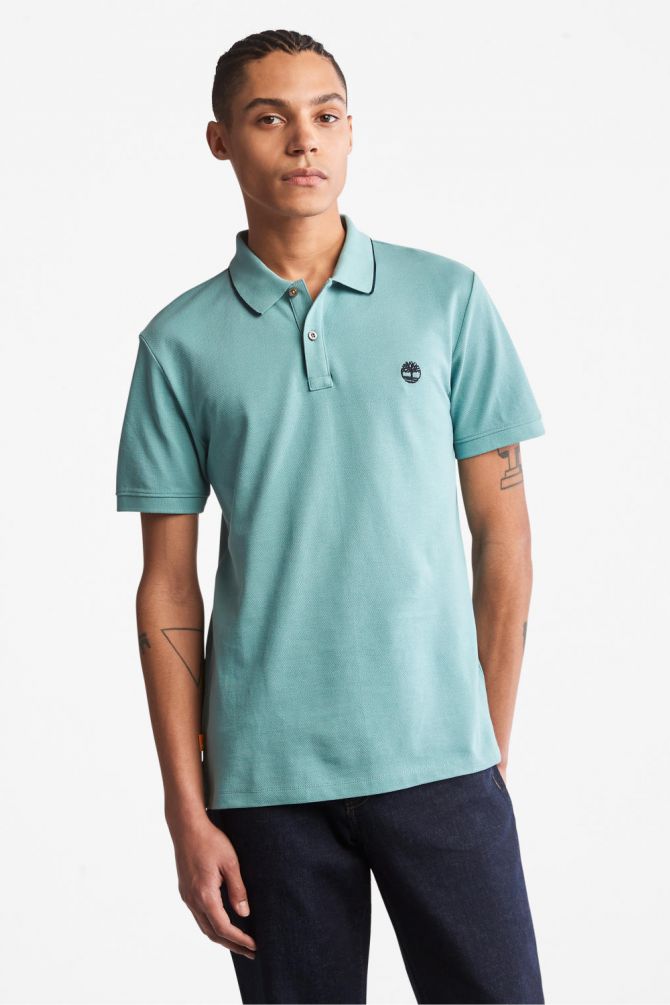 חולצת פולו Millers River עם צווארון ולוגו רקום לגברים