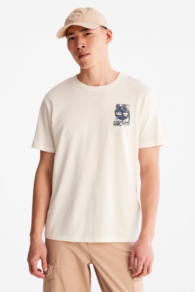 טי שירט לגבר עם פיגמנט מודפס בגב החולצה