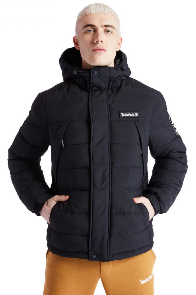 מעיל פוך קולור בלוק Timberland עם כובע לגברים