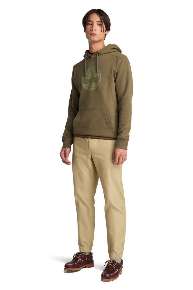 סווטשירט עם כובע קפוצ’ון והדפס לוגו עץ