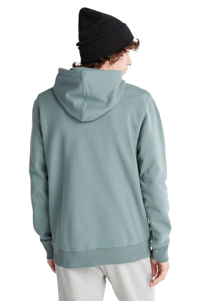 סווטשירט עם כובע קפוצ’ון והדפס לוגו עץ