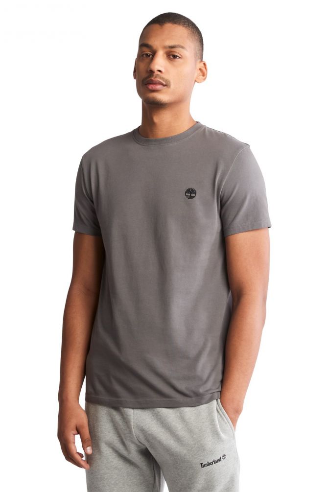 טי שירט ג’רסי מפתח עגול עם רקמת לוגו