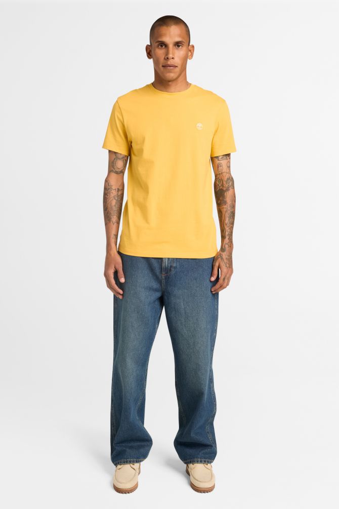 טי שירט ג’רסי מפתח עגול עם רקמת לוגו