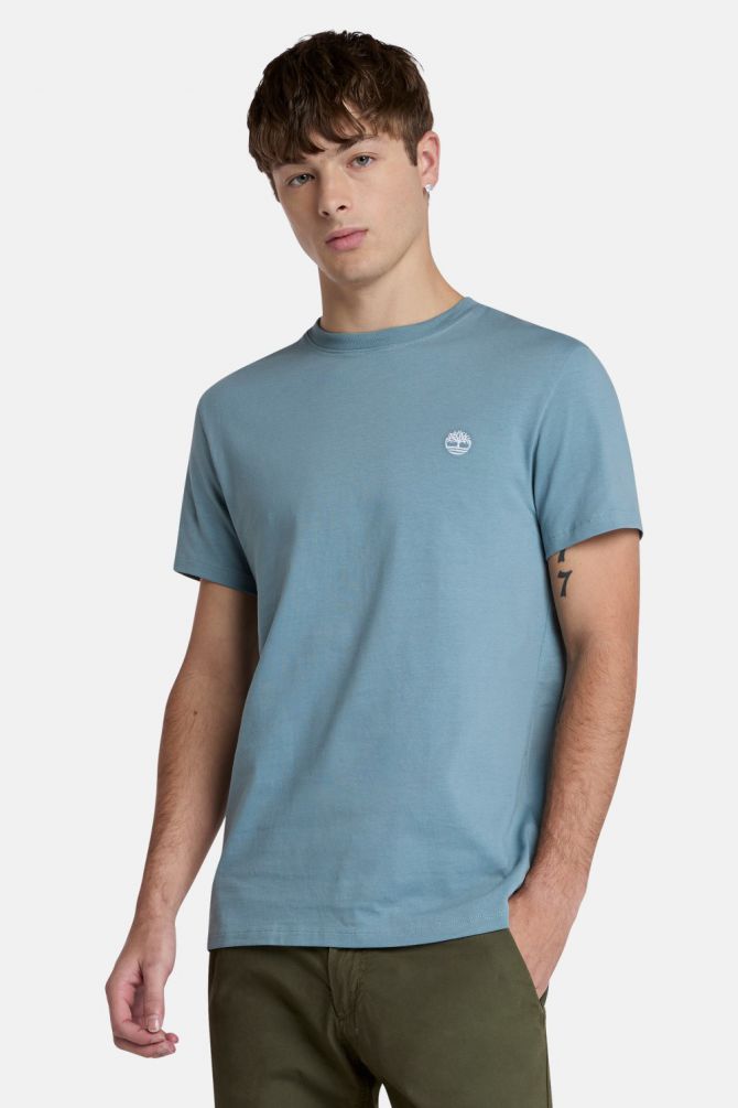 טי שירט ג’רסי מפתח עגול עם רקמת לוגו