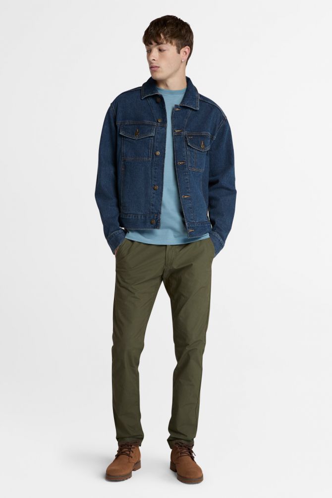 טי שירט ג’רסי מפתח עגול עם רקמת לוגו