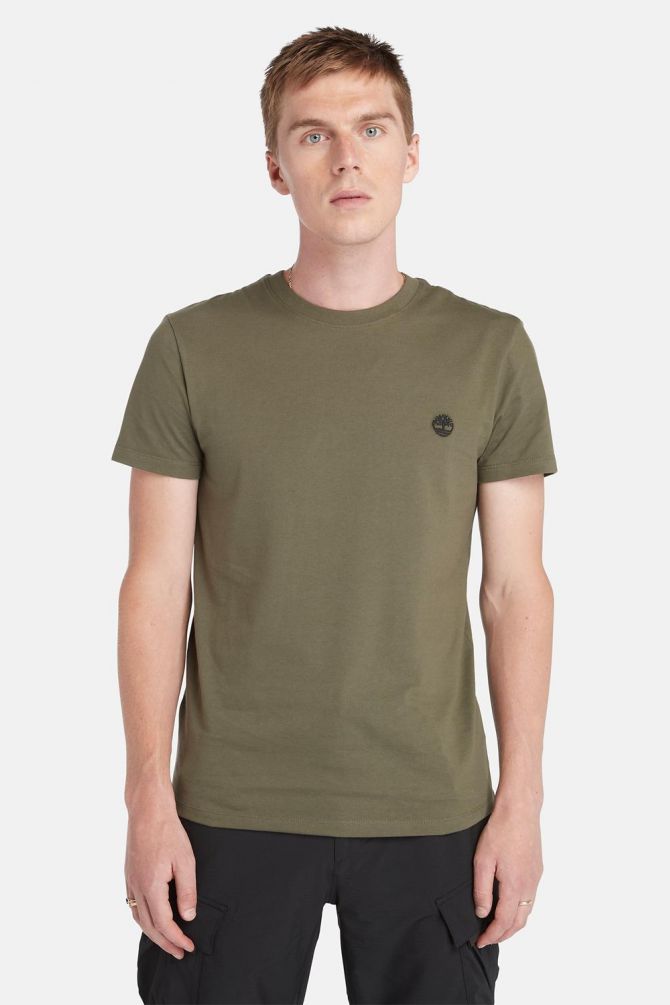 טי שירט ג’רסי מפתח עגול עם רקמת לוגו