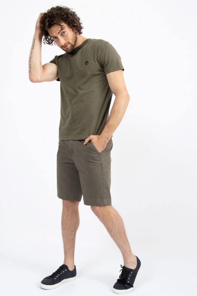 טי שירט ג’רסי מפתח עגול עם רקמת לוגו