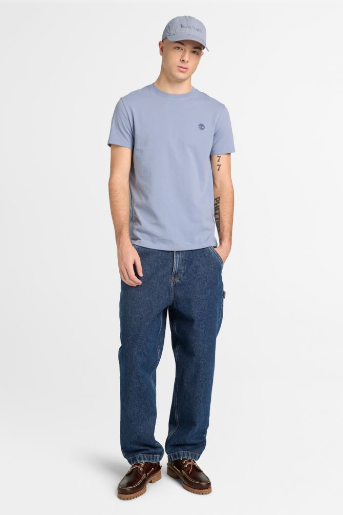 טי שירט ג’רסי מפתח עגול עם רקמת לוגו