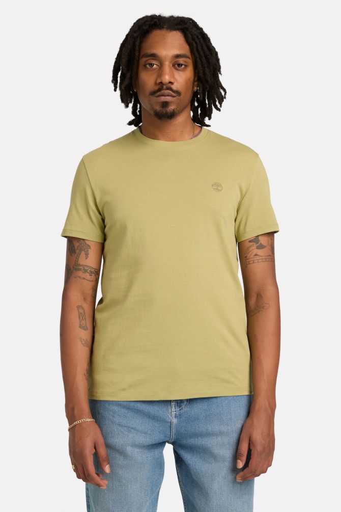 טי שירט ג’רסי מפתח עגול עם רקמת לוגו