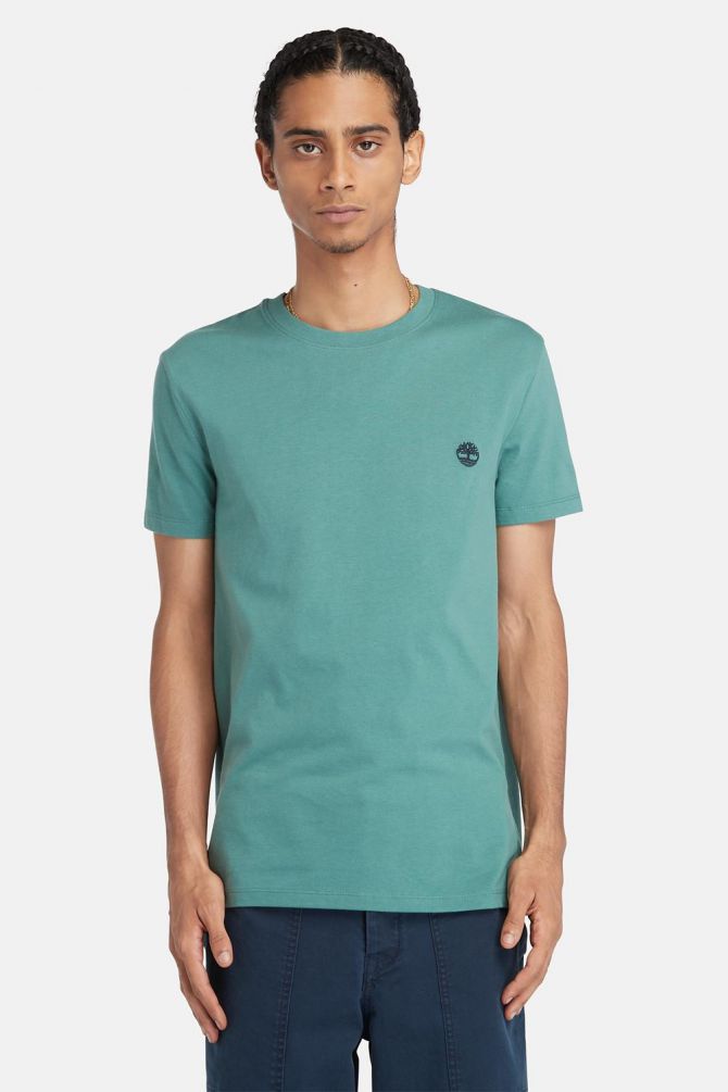 טי שירט ג’רסי מפתח עגול עם רקמת לוגו