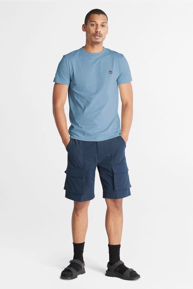 טי שירט ג’רסי מפתח עגול עם רקמת לוגו