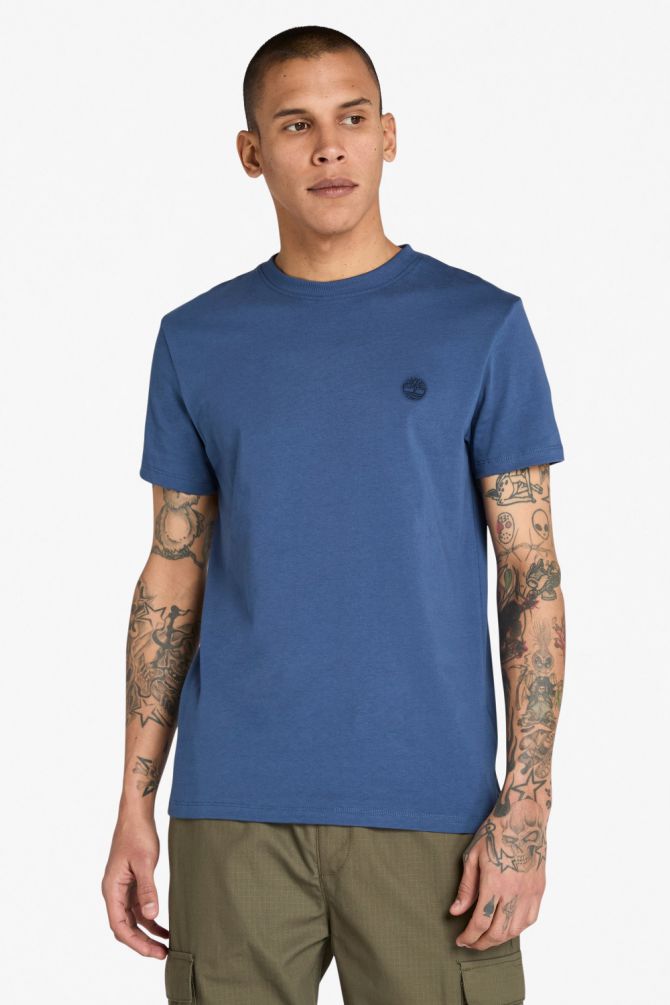 טי שירט ג’רסי מפתח עגול עם רקמת לוגו