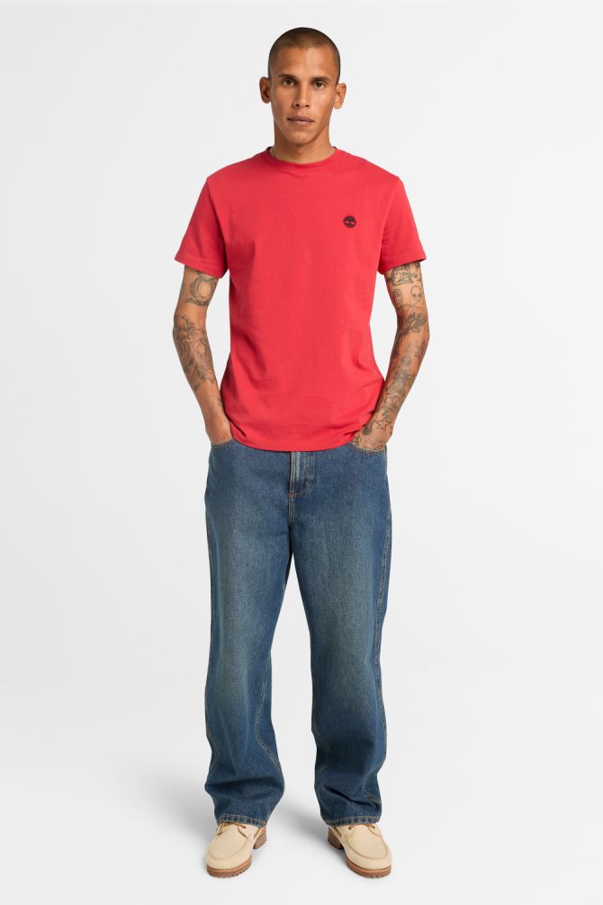 טי שירט ג’רסי מפתח עגול עם רקמת לוגו