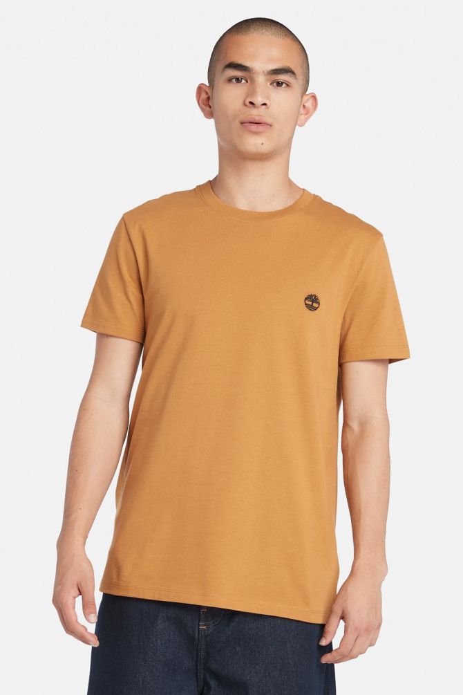 טי שירט ג’רסי מפתח עגול עם רקמת לוגו