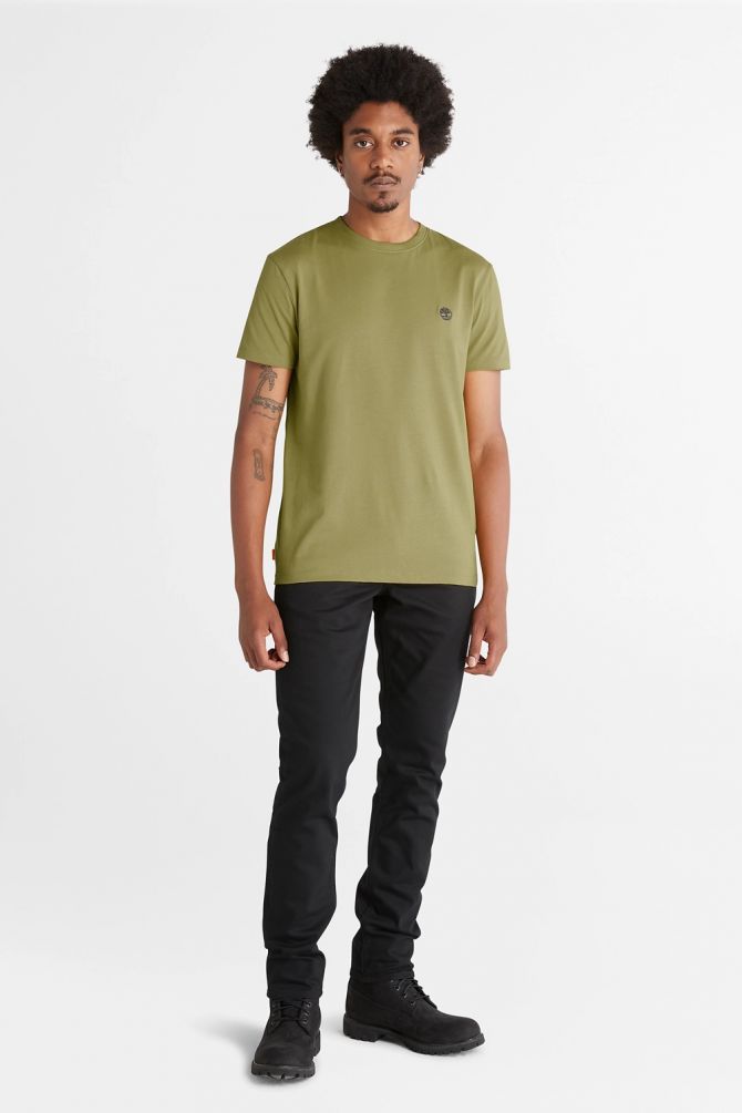 טי שירט ג’רסי מפתח עגול עם רקמת לוגו