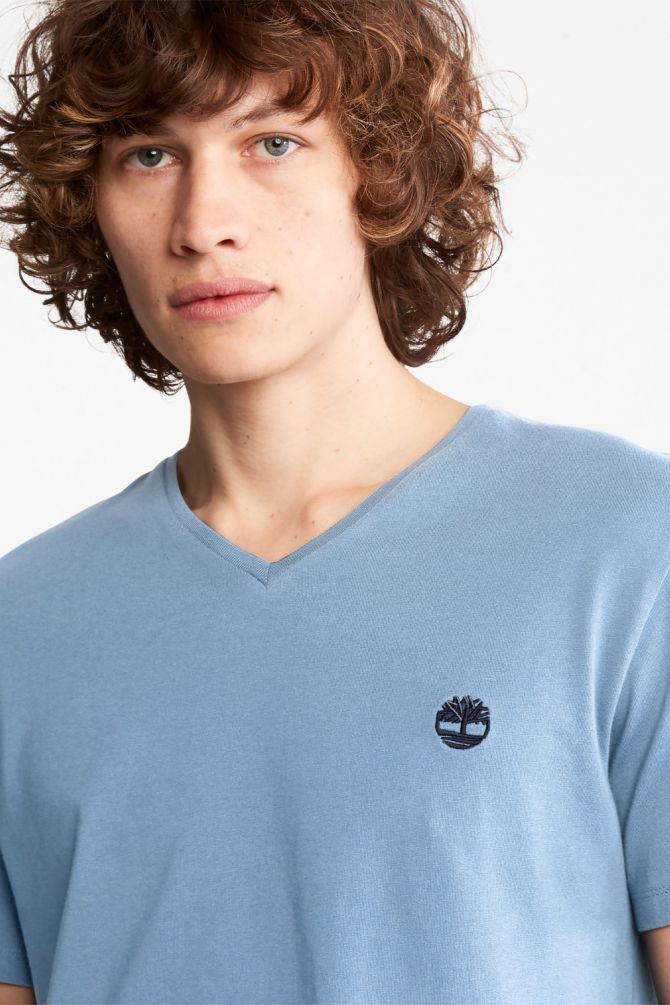 טי שירט ג’רסי מפתח וי עם רקמת לוגו