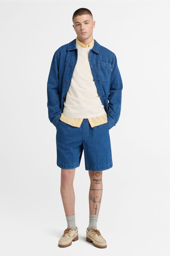 חולצת פשתן מכופתרת MILL BROOK לגברים עם לוגו רקום