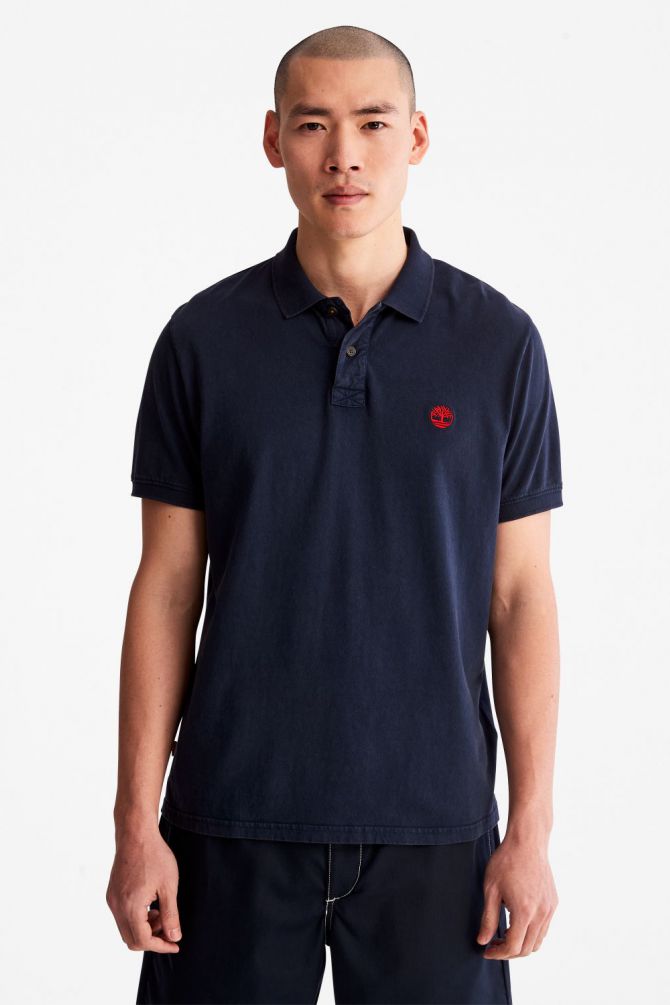 חולצת פולו קצרה לגברים עם לוגו Timberland רקום