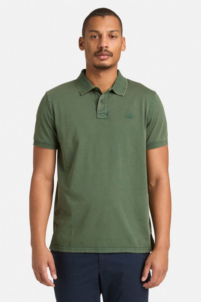 חולצת פולו קצרה לגברים עם לוגו Timberland רקום