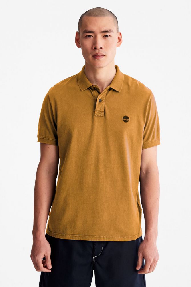 חולצת פולו קצרה לגברים עם לוגו Timberland רקום