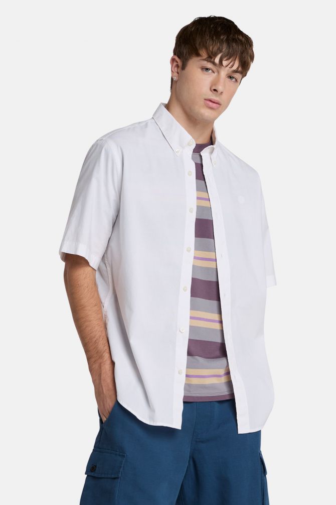 חולצה מכופתרת Timberland לגברים עם שרוולים קצרים