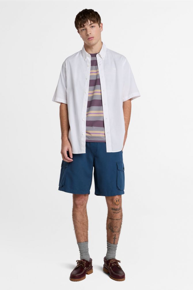 חולצה מכופתרת Timberland לגברים עם שרוולים קצרים