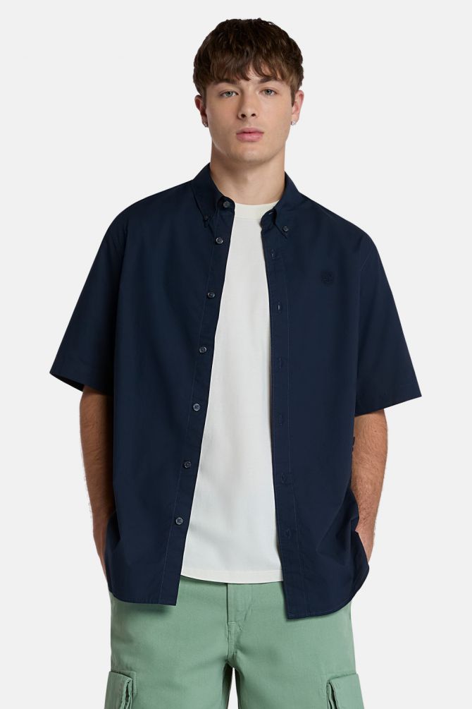 חולצה מכופתרת Timberland לגברים עם שרוולים קצרים