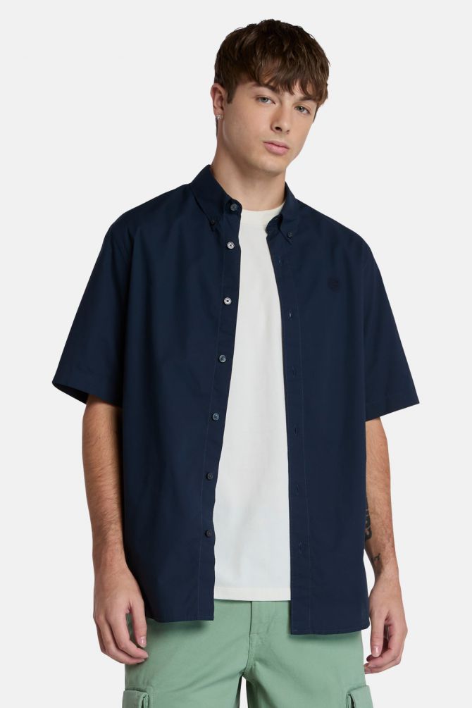 חולצה מכופתרת Timberland לגברים עם שרוולים קצרים