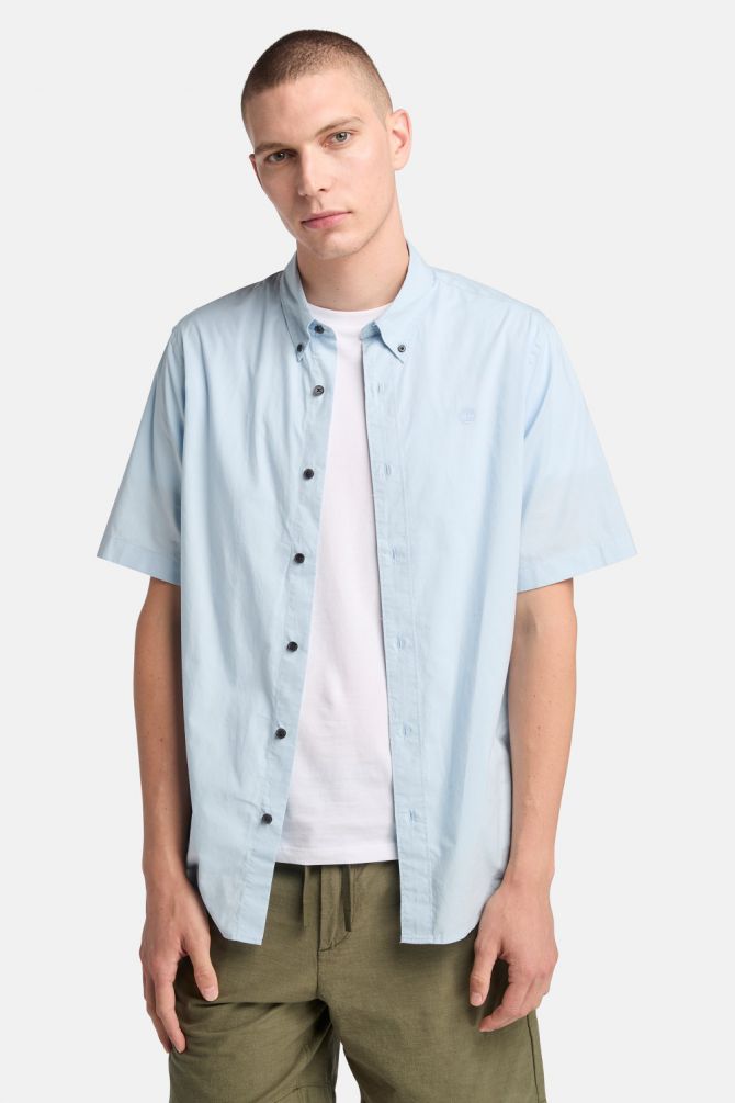 חולצה מכופתרת Timberland לגברים עם שרוולים קצרים