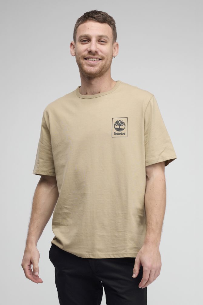 טי שירט Timberland עם הדפס לוגו מרובע לגברים