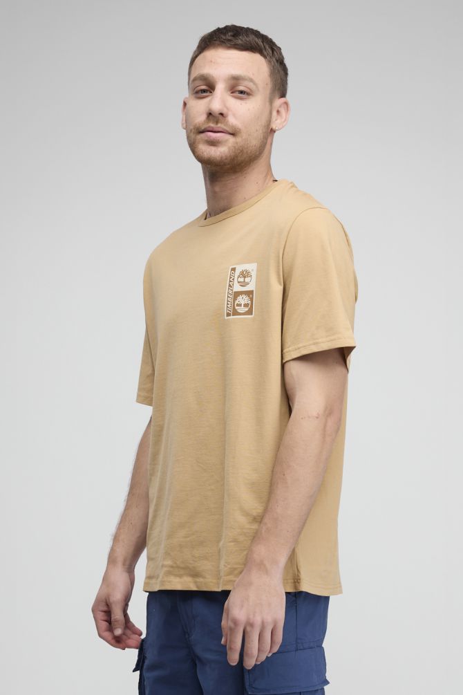 טי שירט Timberland עם הדפס לוגו מרובע לגברים