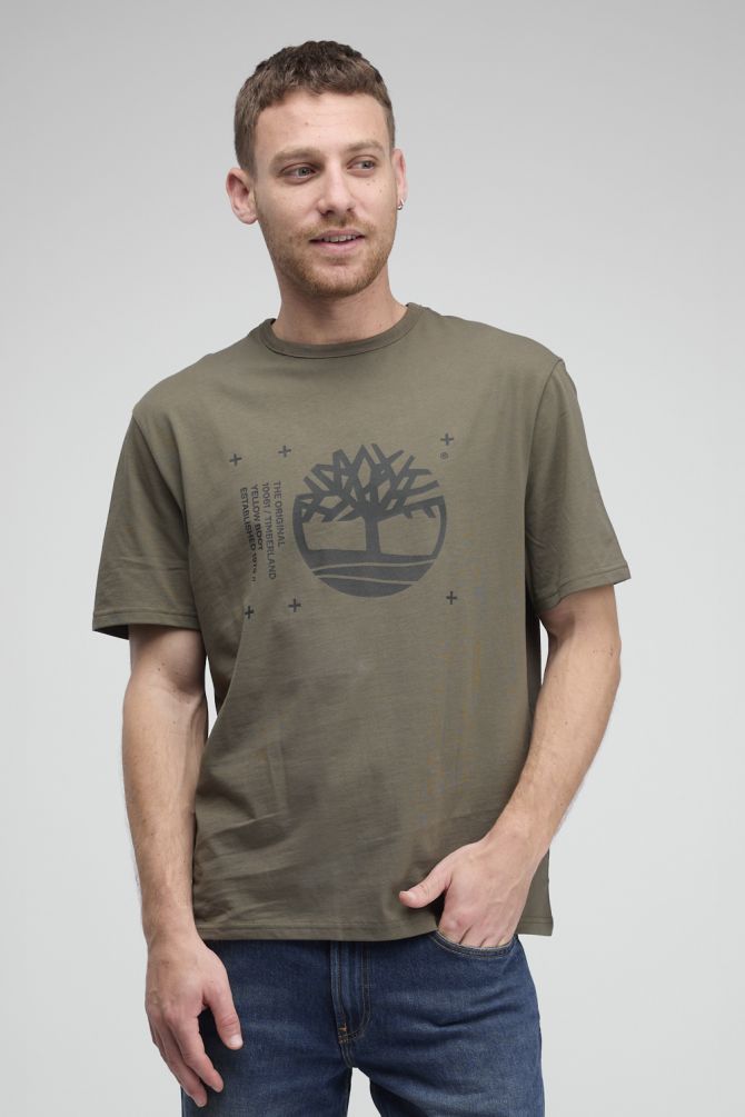 טי שירט Timberland עם הדפס לוגו גדול לגברים