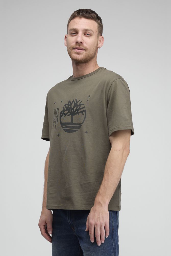 טי שירט Timberland עם הדפס לוגו גדול לגברים