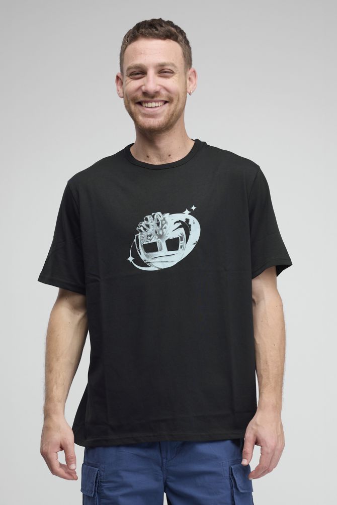 טי שירט Timberland עם הדפס לוגו משופשף לגברים