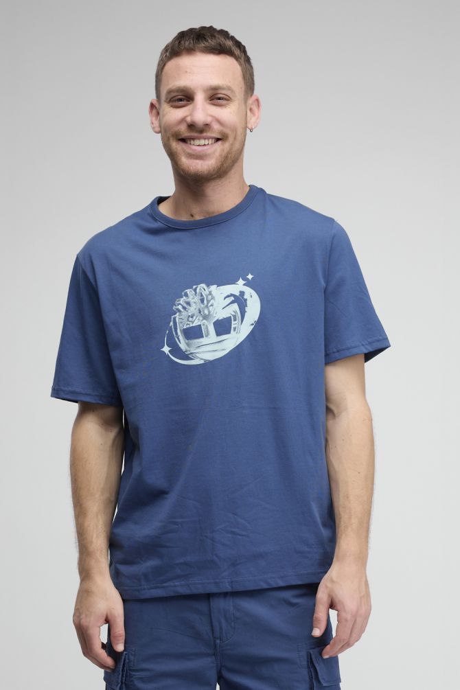 טי שירט Timberland עם הדפס לוגו משופשף לגברים