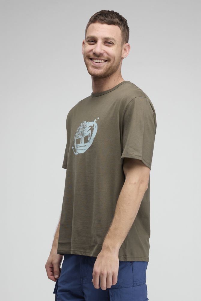 טי שירט Timberland עם הדפס לוגו משופשף לגברים