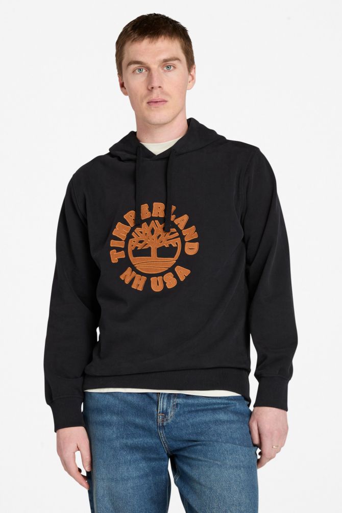 סווטשירט עם קפוצ’ון ולוגו עץ רקום