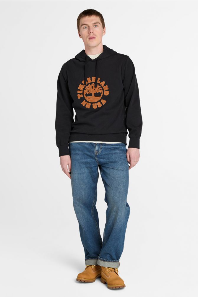 סווטשירט עם קפוצ’ון ולוגו עץ רקום