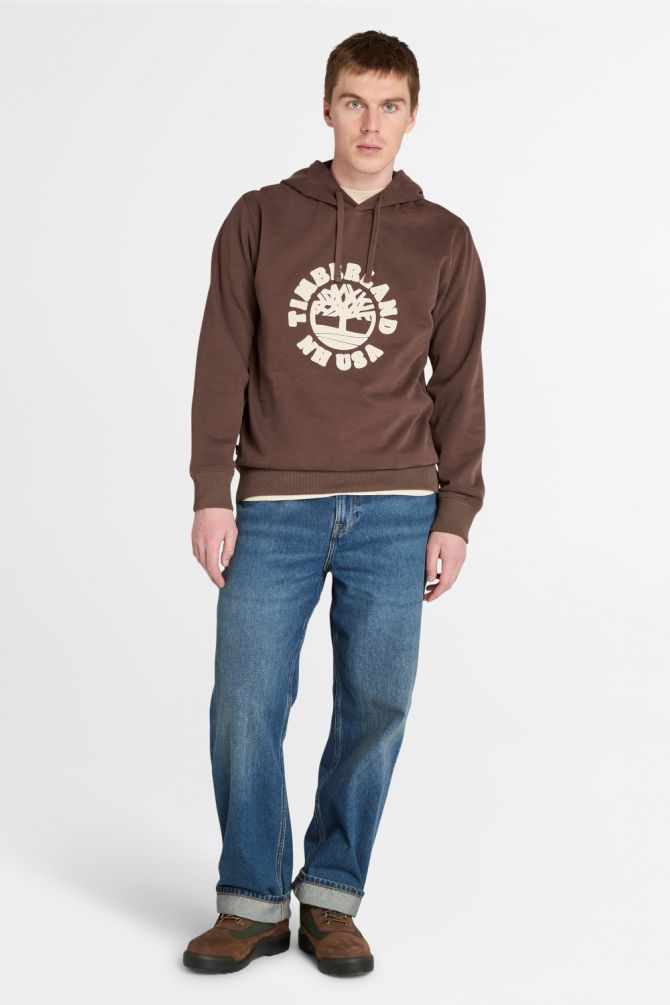 סווטשירט עם קפוצ’ון ולוגו עץ רקום