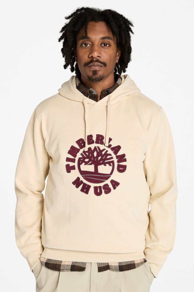 סווטשירט עם קפוצ’ון ולוגו עץ רקום