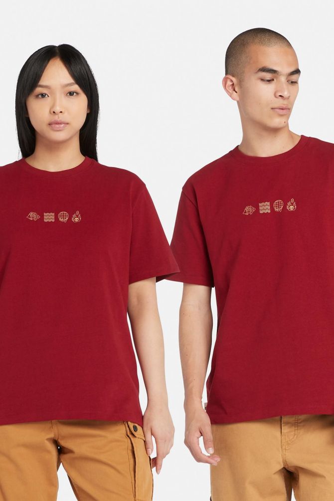 טי שירט Lunar עם טלאי והדפס יוניסקס