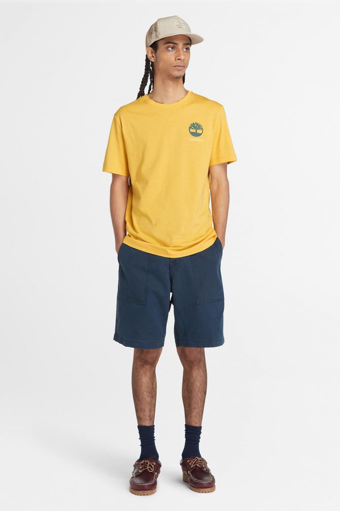 טי שירט עם הדפס Timberland דו צדדי לגברים