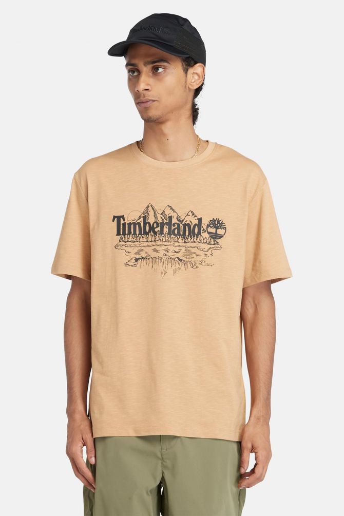 טי שירט עם הדפס MOUNTAIN ולוגו לגברים